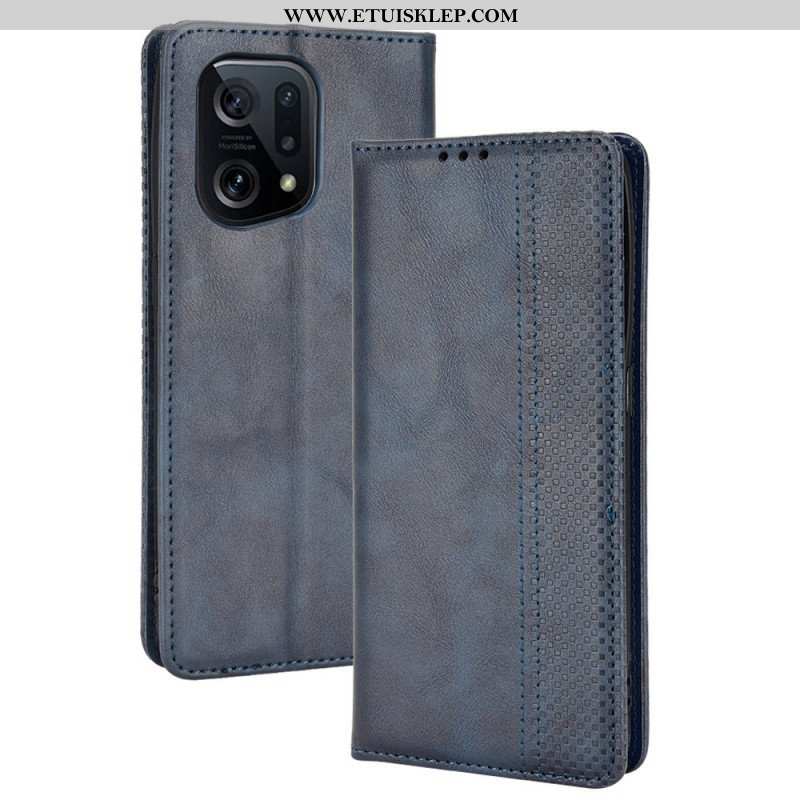 Etui Na Telefon do Oppo Find X5 Etui Folio Stylizowany Efekt Skóry W Stylu Vintage